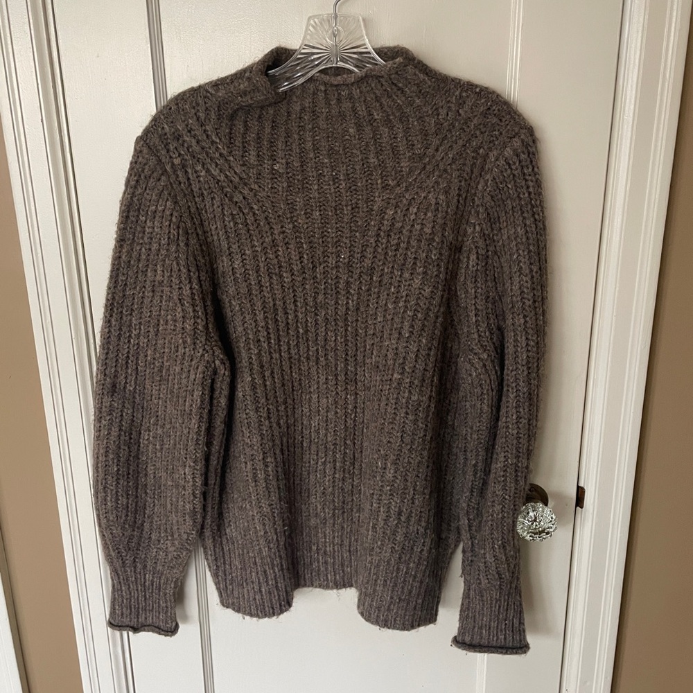 Madewell Chunky Ribbed Knit Sweater in Taupe Brown